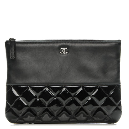 Chanel Lambskin Patent Quilted Medium Cosmetic Case Black 1 of 7