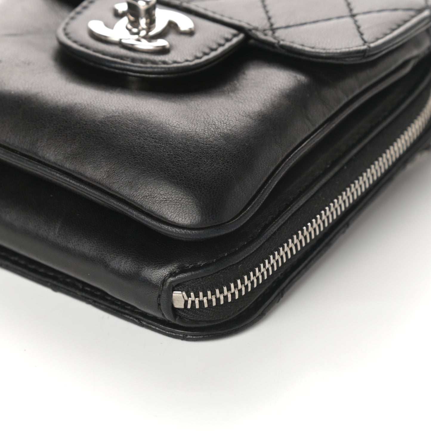 Lambskin Quilted Mini Crossbody Flap Black