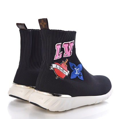 Louis Vuitton Stretch Fabric LV Black Heart Sock Sneaker 38 Black 4 of 11