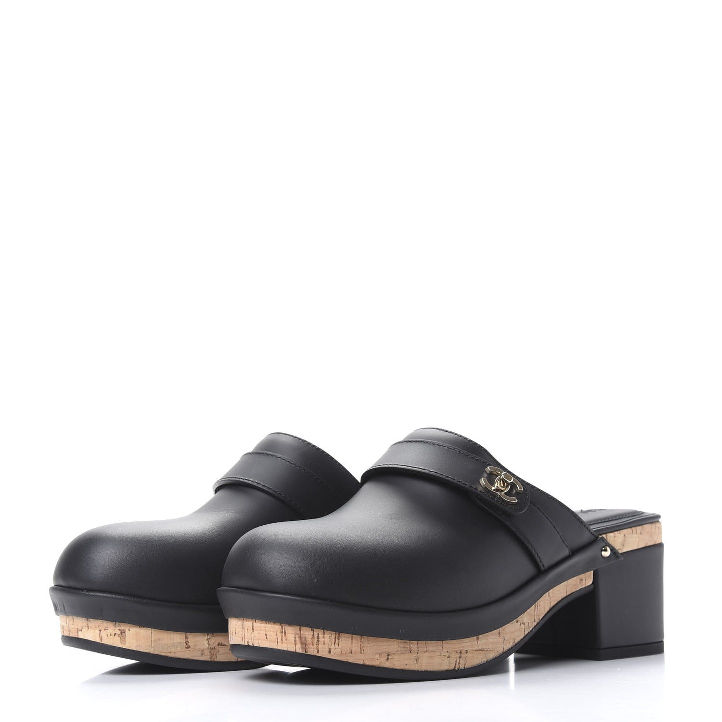 Calfskin CC Turn Lock Clogs 37 Black
