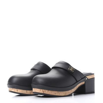 Chanel Calfskin CC Turn Lock Clogs 37 Black 3 of 8
