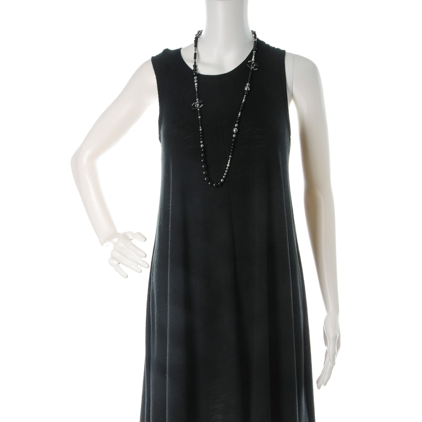 Ruthenium Graduated Bead CC Long Necklace Black Grey