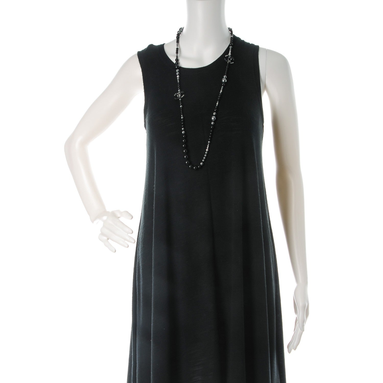 Chanel Ruthenium Graduated Bead CC Long Necklace Black Grey 2 of 5