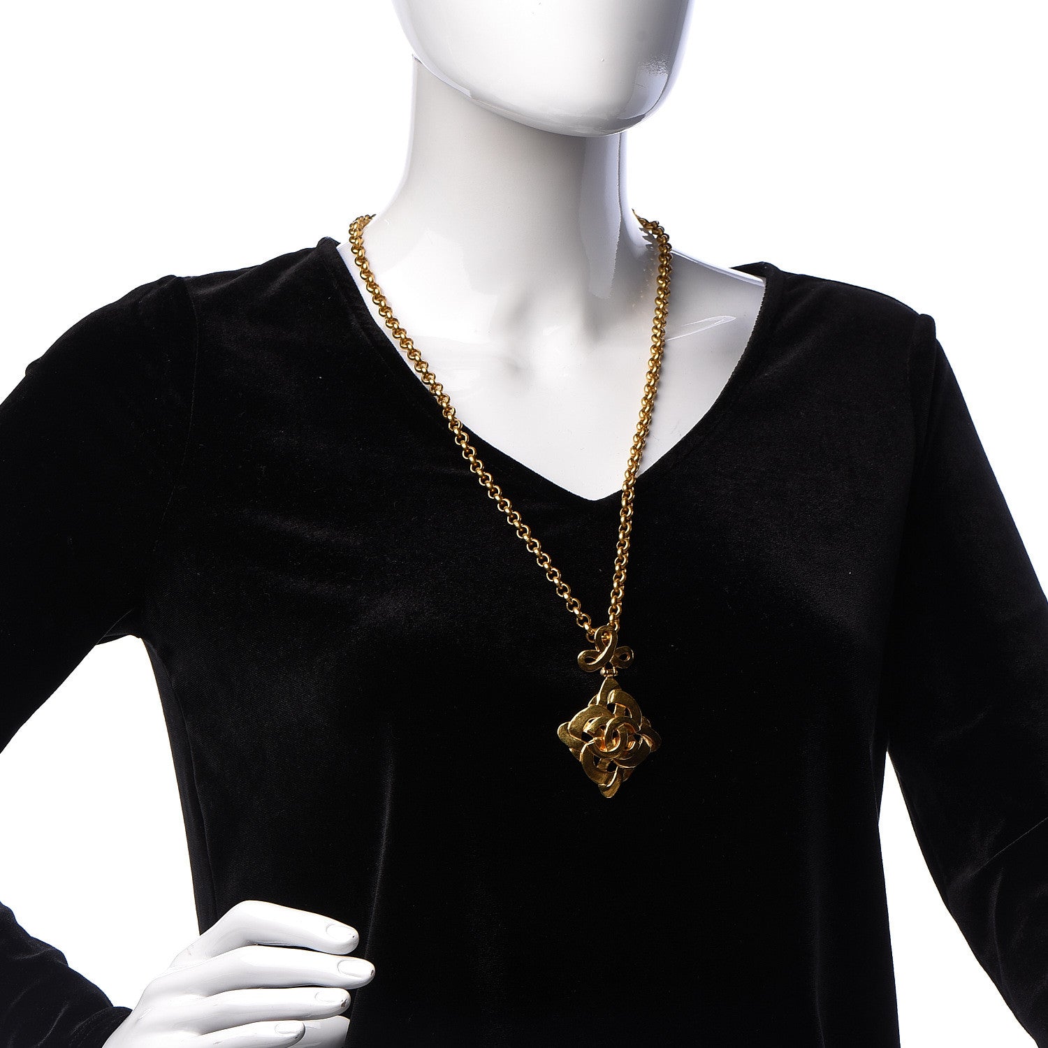 Chanel CC Chain Pendant Long Necklace Gold 2 of 5