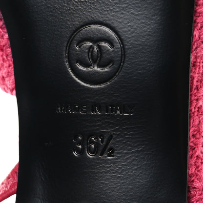 Chanel Tweed Patent Cap Toe CC Slingback Pumps 36.5 Pink Black 8 of 10