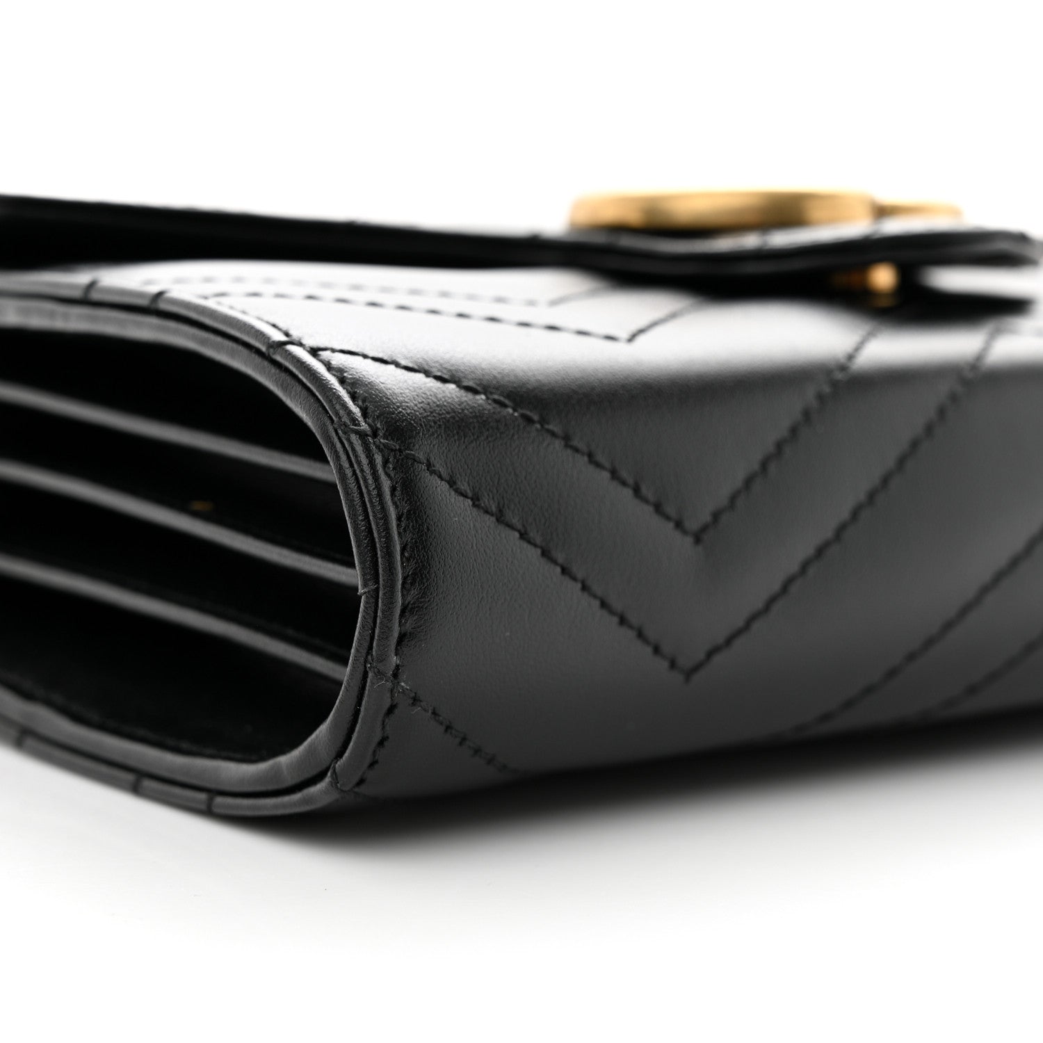 Gucci Calfskin Matelasse GG Marmont Chain Wallet Black 10 of 11