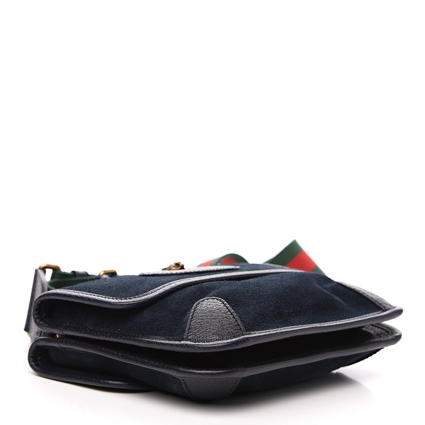 Suede Web Small Neo Vintage Double Flap Messenger Bag Blue