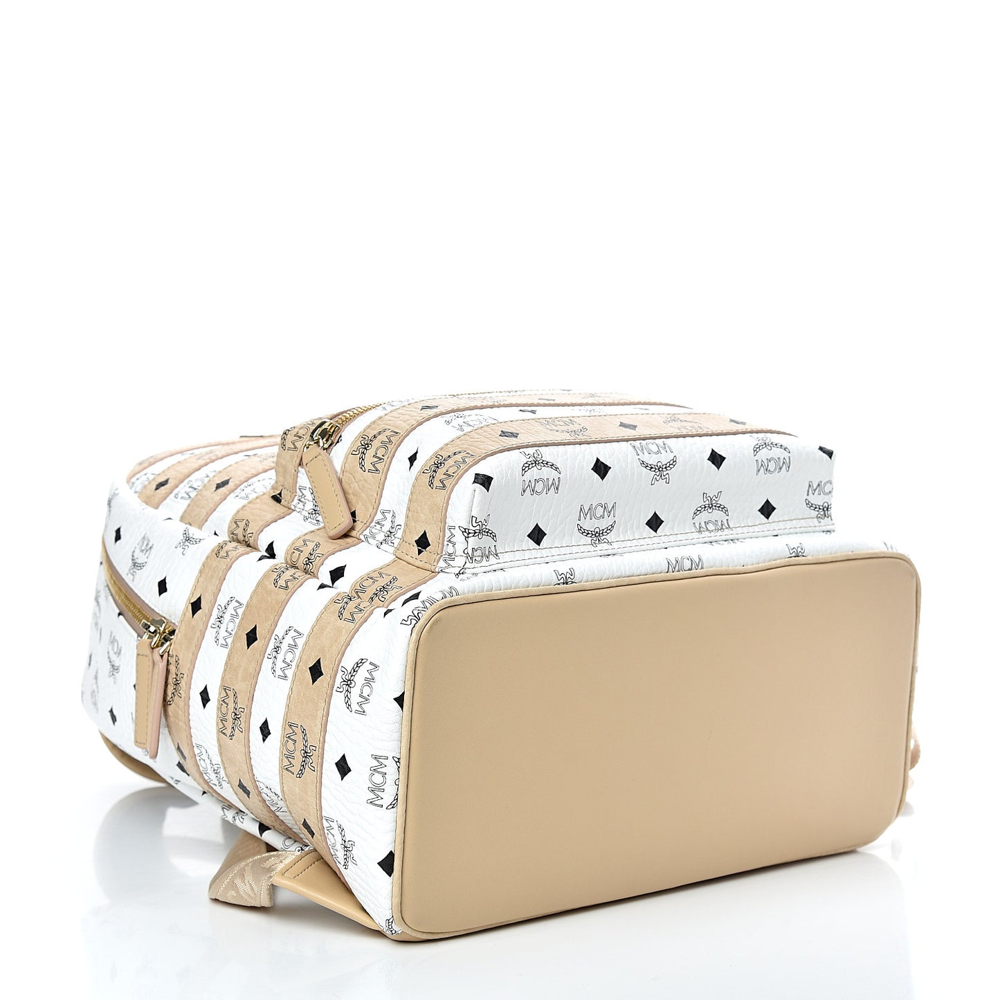 Metallic Visetos Striped Medium Stark Backpack White Beige