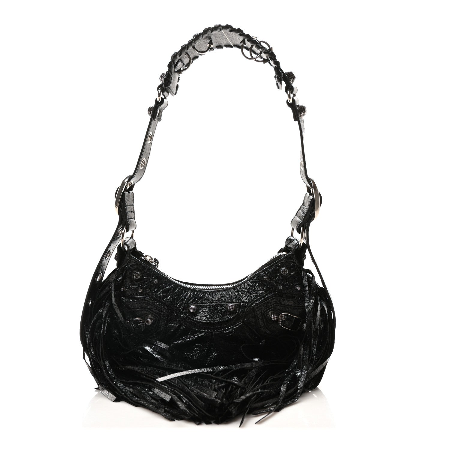 Balenciaga Agneau Arena Le Cagole Fringe Shoulder Bag XS Black 1 of 11