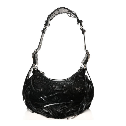 Balenciaga Agneau Arena Le Cagole Fringe Shoulder Bag XS Black 1 of 11