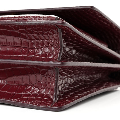 Saint Laurent Calfskin Crocodile Embossed Medium Monogram Sunset Rouge Legion 10 of 11