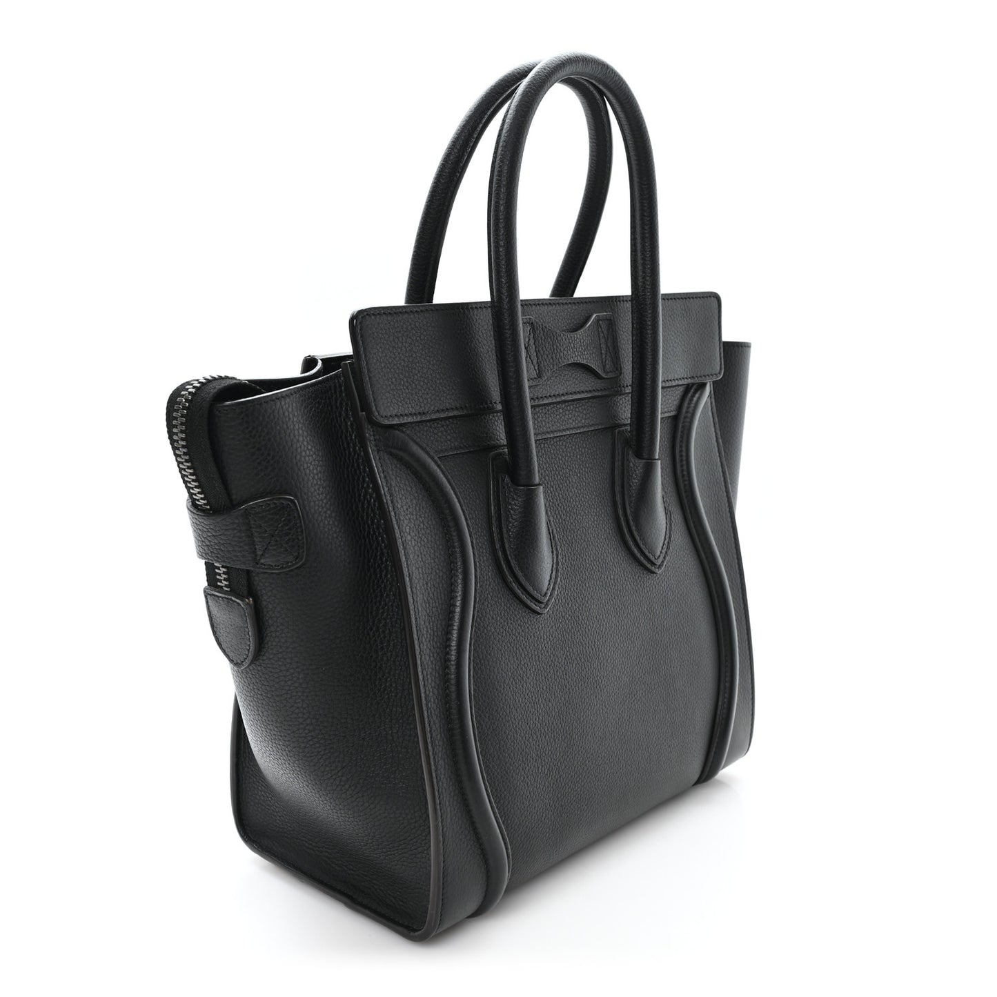 Drummed Calfskin Micro Luggage Black