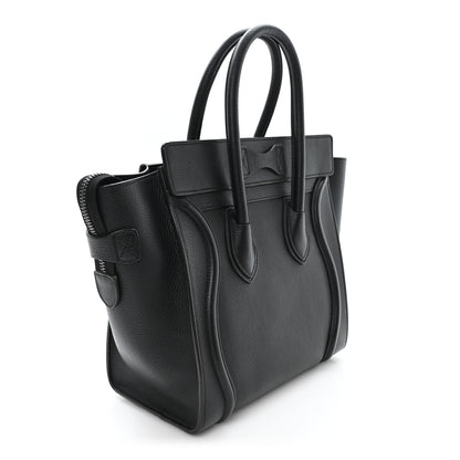 Celine Drummed Calfskin Micro Luggage Black 3 of 10