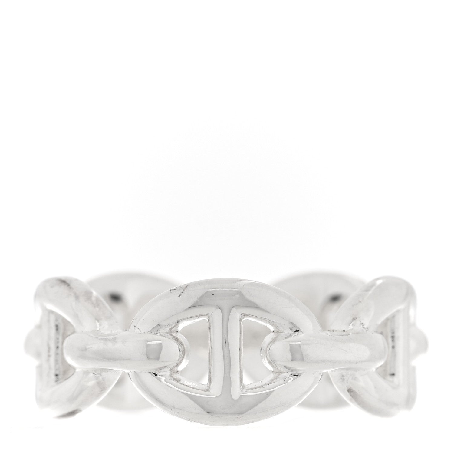 Hermes Sterling Silver PM Chaine d'Ancre Enchainee Band Ring 51 5.75 1 of 9
