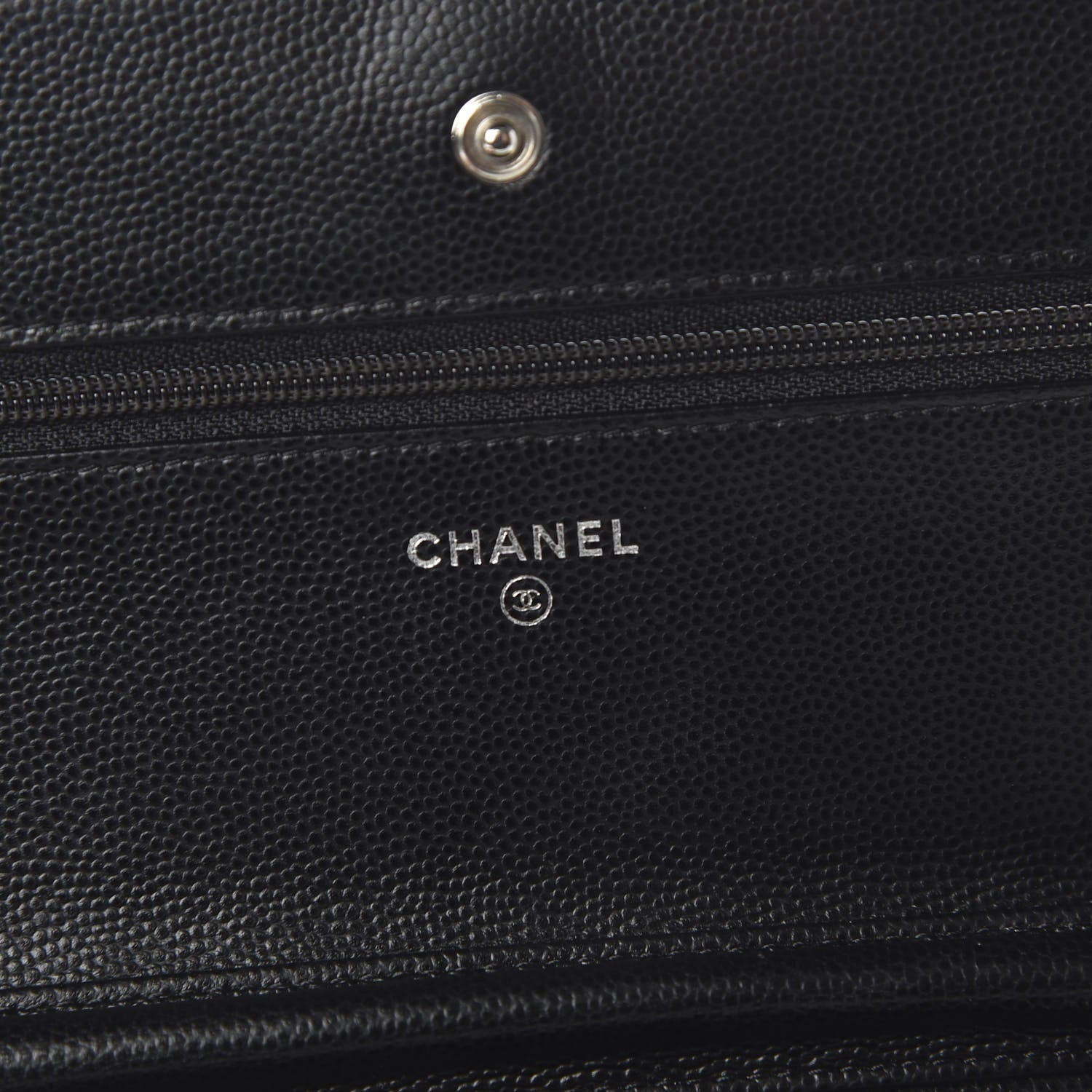 Chanel Caviar Chevron Quilted Wallet On Chain WOC Black 8 of 11