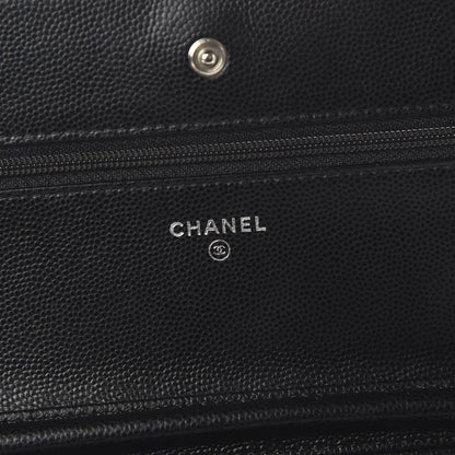 Chanel Caviar Chevron Quilted Wallet On Chain WOC Black 8 of 11