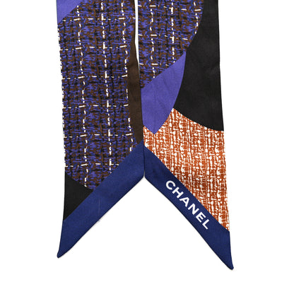 Chanel Silk Twill Slim Bandeau Scarf Blue Multicolor 2 of 4
