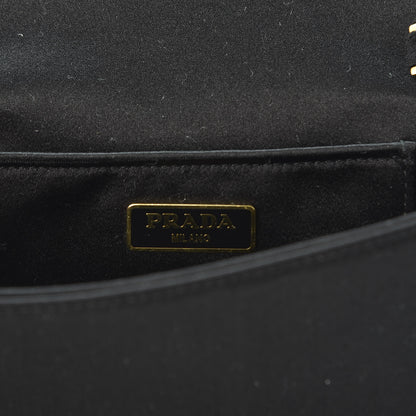 Prada Satin Crystal Chain Wallet Black 7 of 8