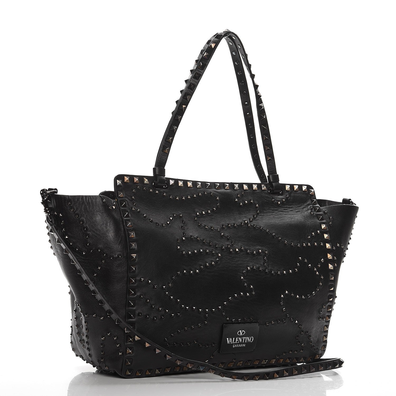 Valentino Garavani Vitello Studded Medium Rockstud Tote Black 4 of 8