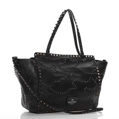 Valentino Garavani Vitello Studded Medium Rockstud Tote Black 4 of 8