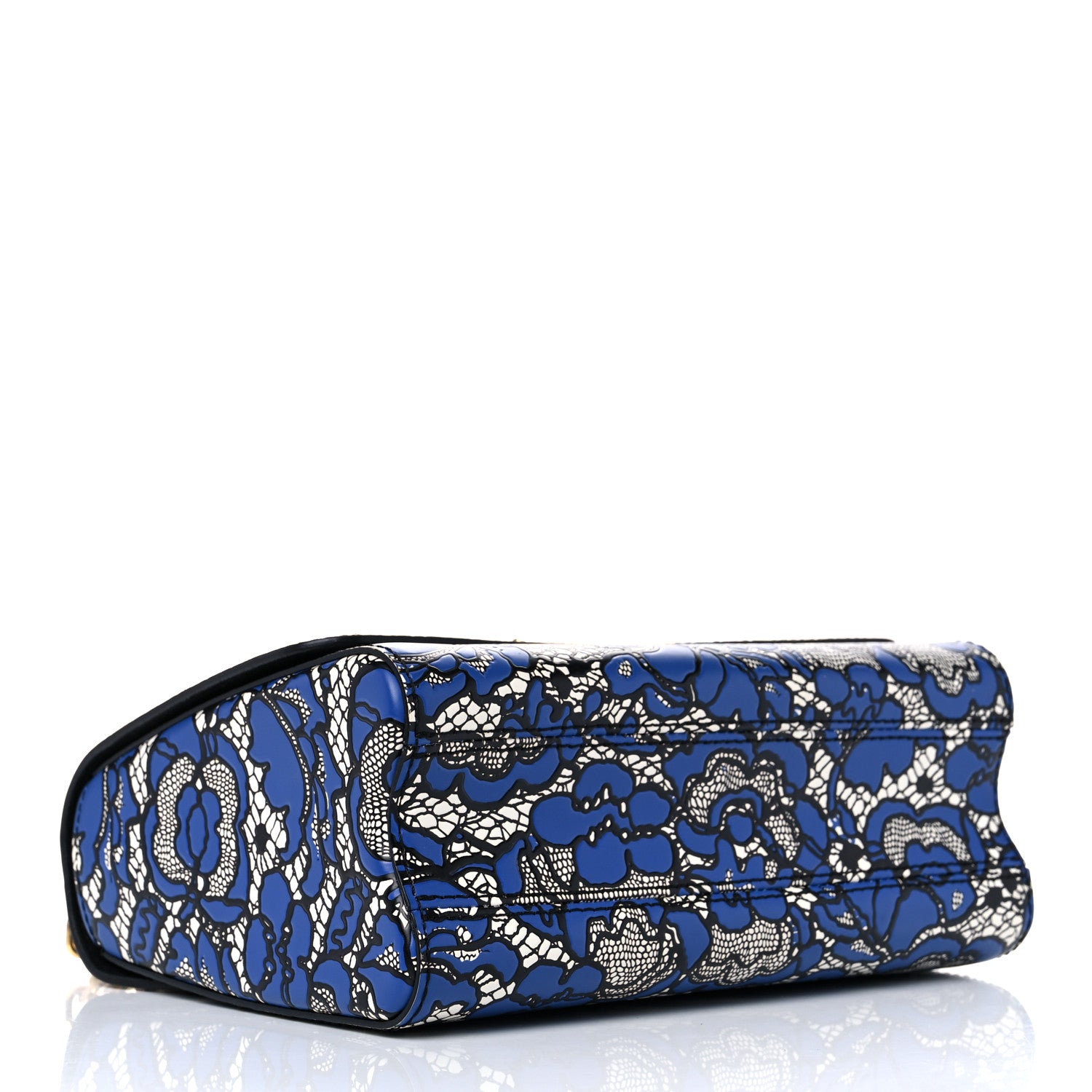 Louis Vuitton Calfskin Lace Flower Inlay Twist Shoulder Bag MM Navy Black 3 of 8