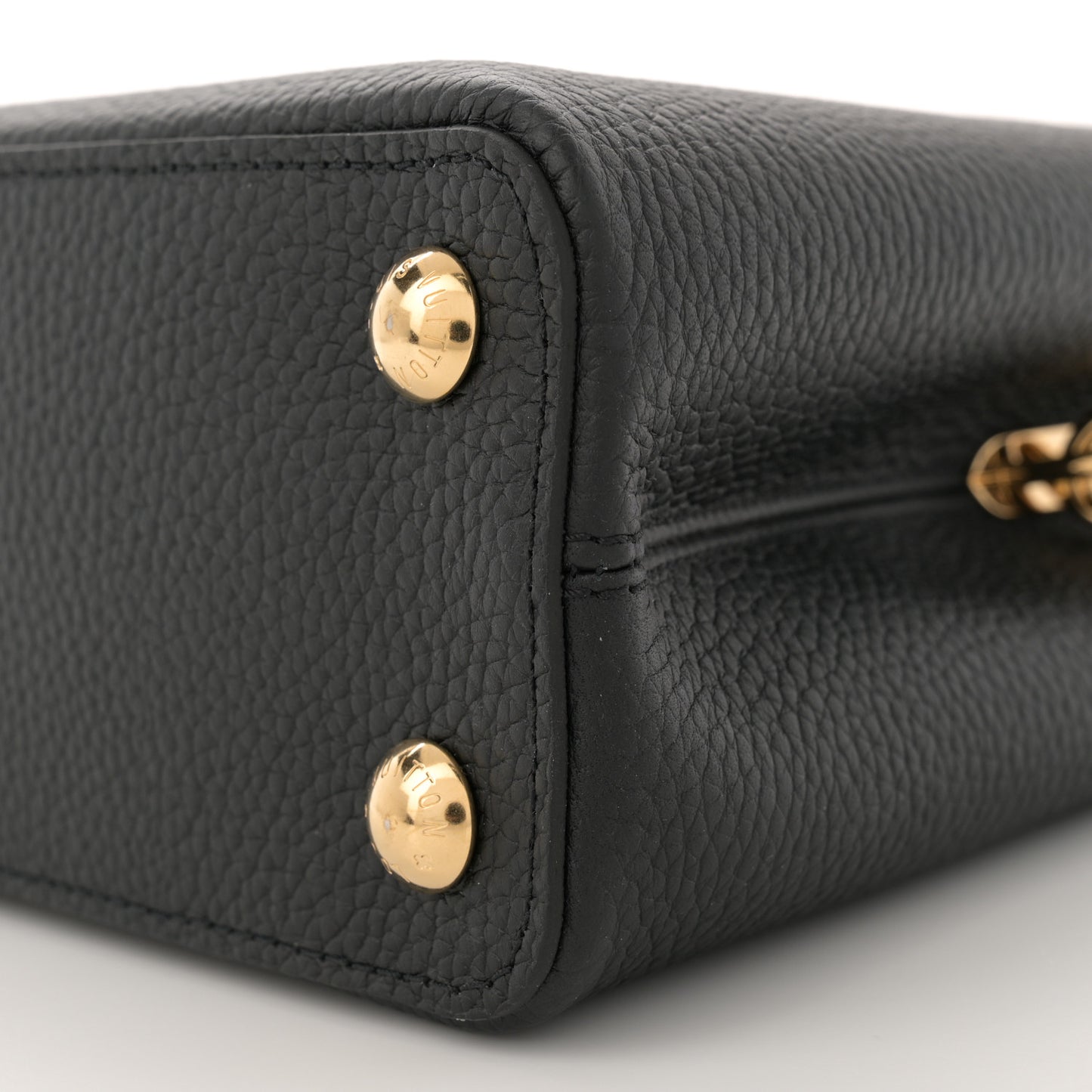 Taurillon Enamel Flower Padlock Chain Capucines BB Black