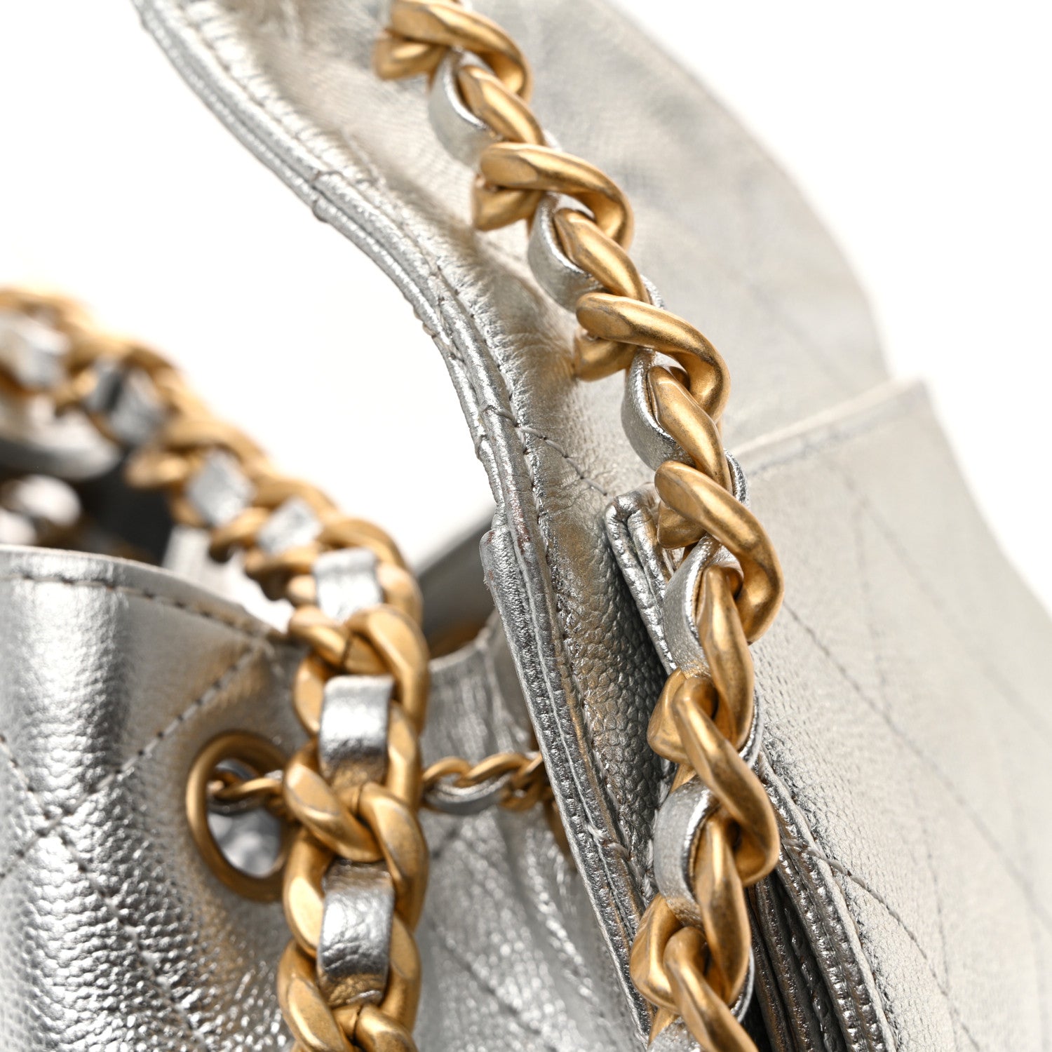 Chanel Metallic Caviar Quilted Small Chanel 25 Handbag Silver 12 of 14