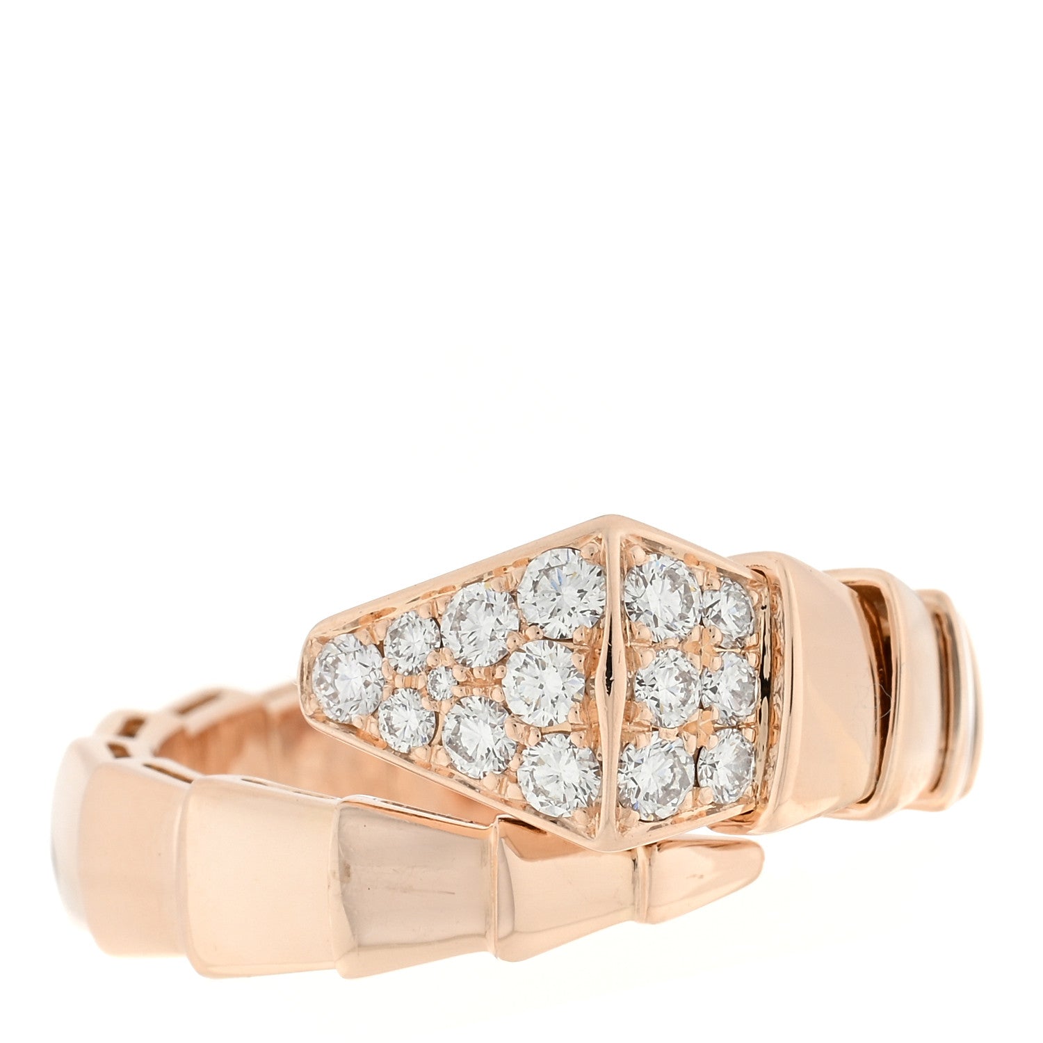 Bulgari 18K Rose Gold Diamond Serpenti Viper Ring XL 1 of 4