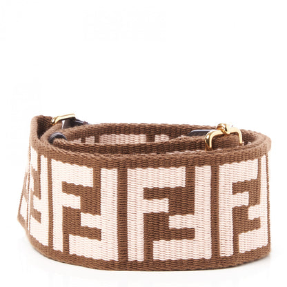Fendi Ribbon Vitello Century FF 1974 Embroidered Adjustable Strap You Fango Rosa Confetto Chocolate 2 of 4