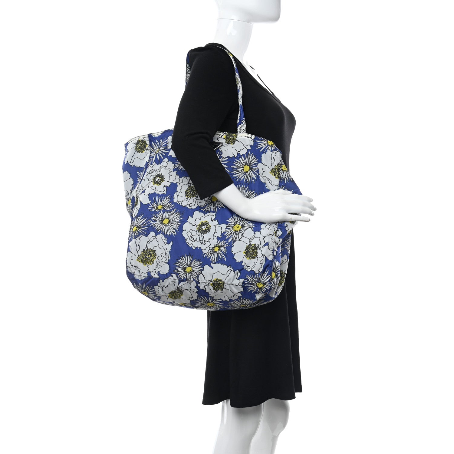 Prada Tessuto Nylon Floral Print BYOBag Shopping Tote Bluette 2 of 13