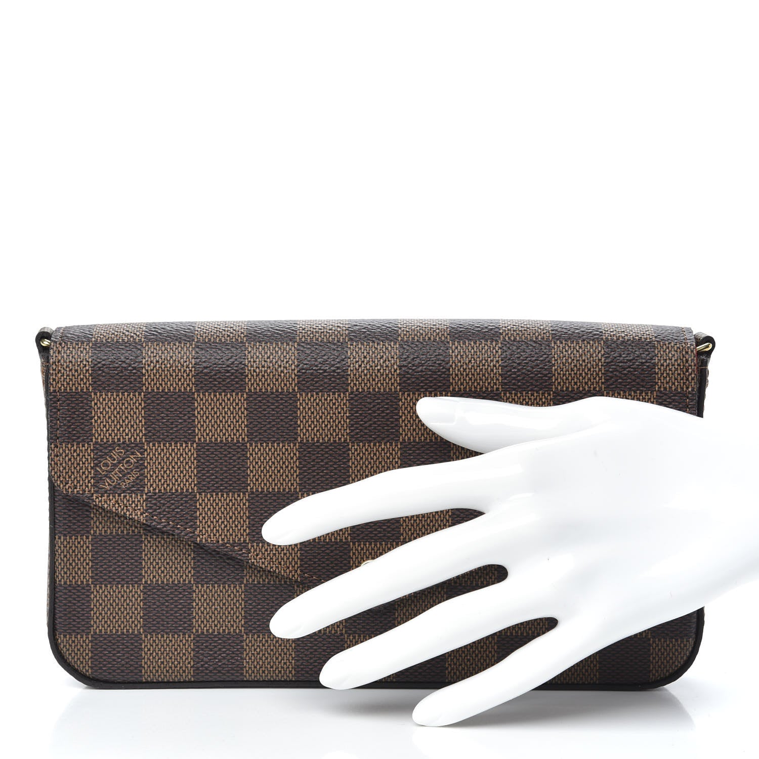 Louis Vuitton Damier Ebene Pochette Felicie Chain Wallet 2 of 8