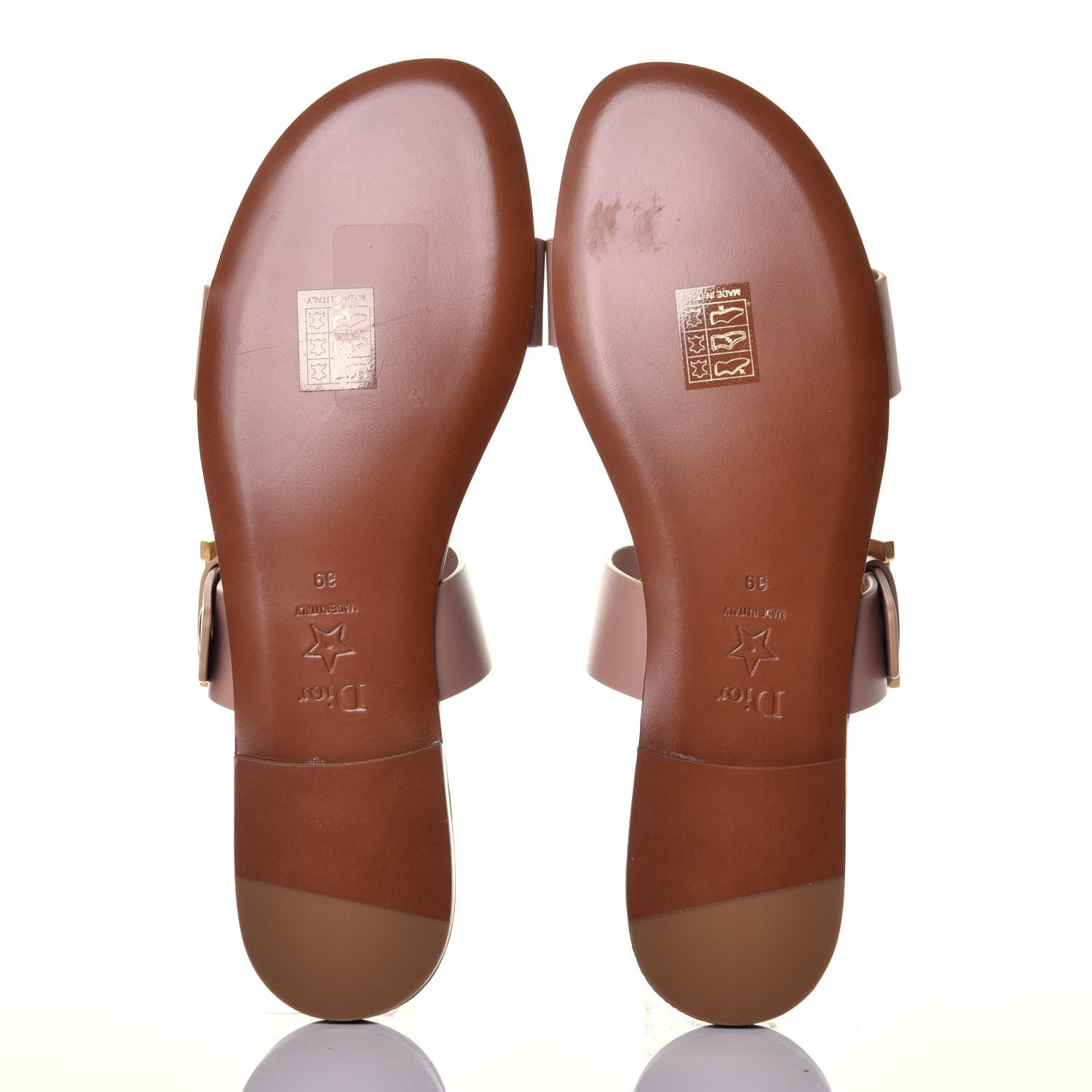 Christian Dior Calfskin D-Dior Slide Sandals 39 Rose De Vents 5 of 8