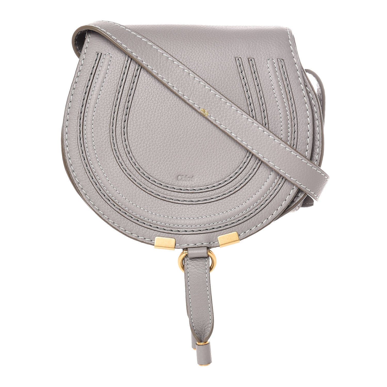 Chloe Calfskin Mini Marcie Round Crossbody Bag Cashmere Grey 1 of 10