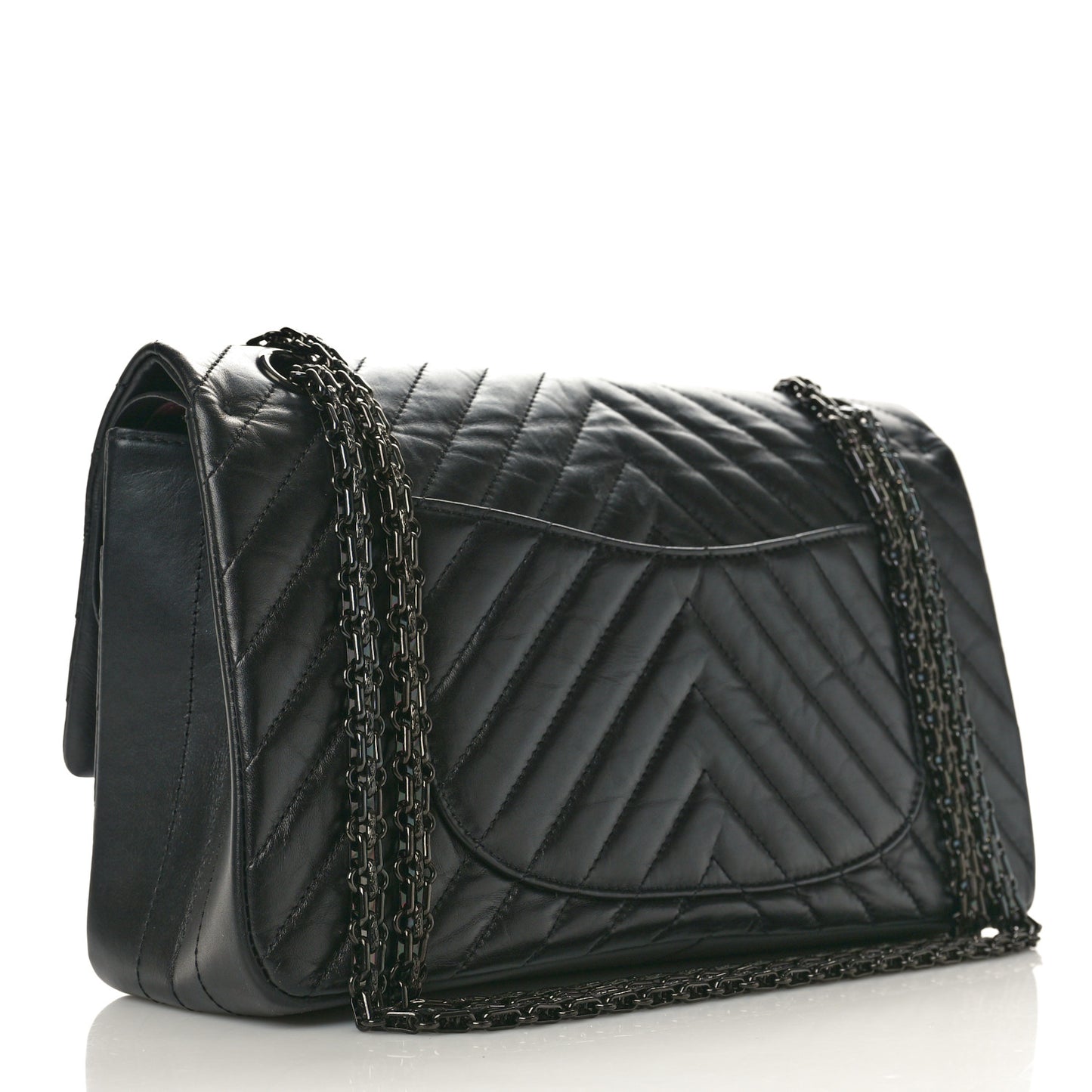 Aged Calfskin Chevron Quilted 2.55 Reissue 226 So Black