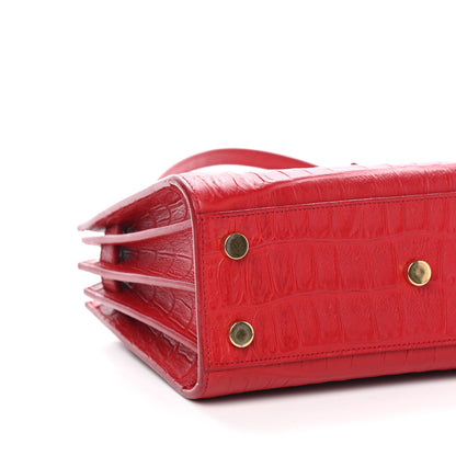 Saint Laurent Calfskin Crocodile Embossed Nano Sac De Jour Red 7 of 8