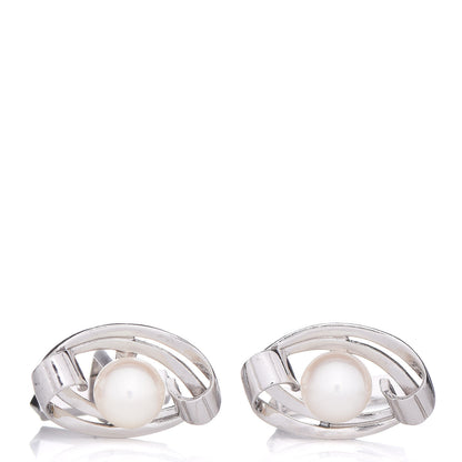 Mikimoto 14K White Gold Akoya Pearl 7.5mm Cufflinks 1 of 4