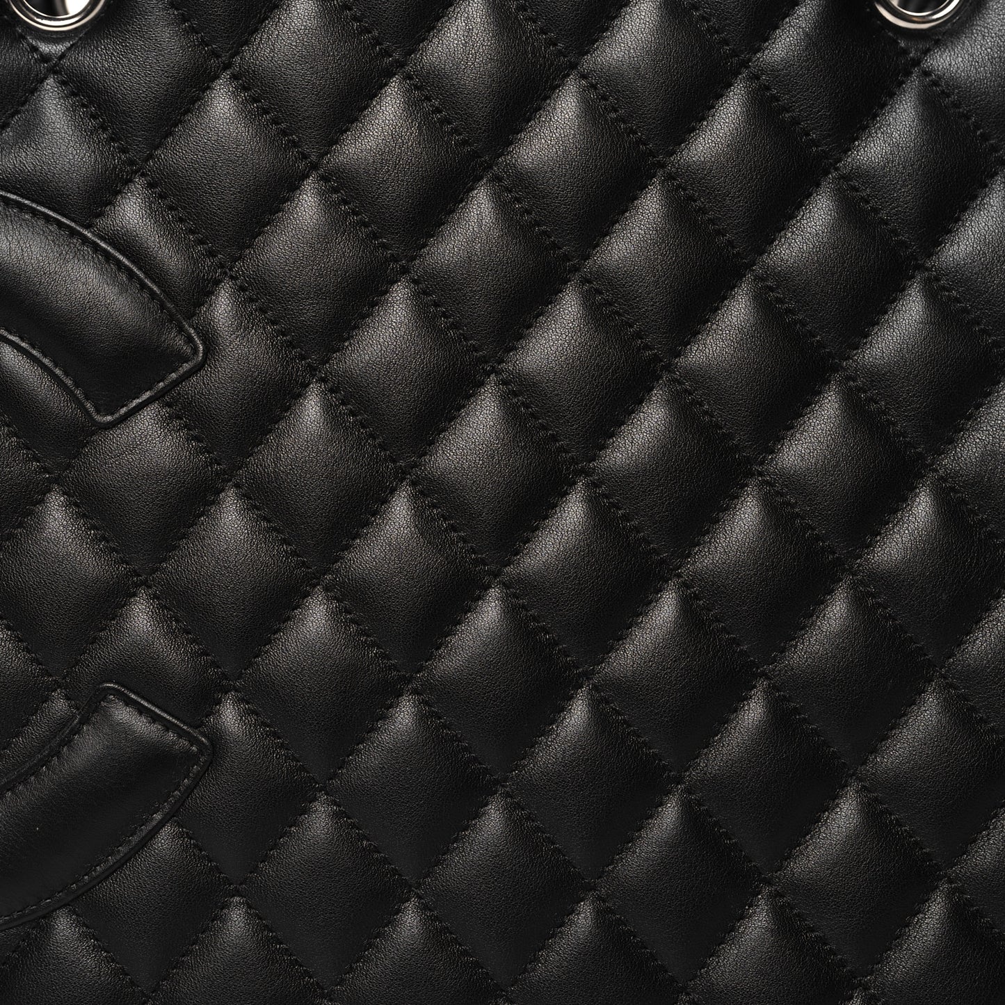 Calfskin Quilted Large Cambon Tote Black