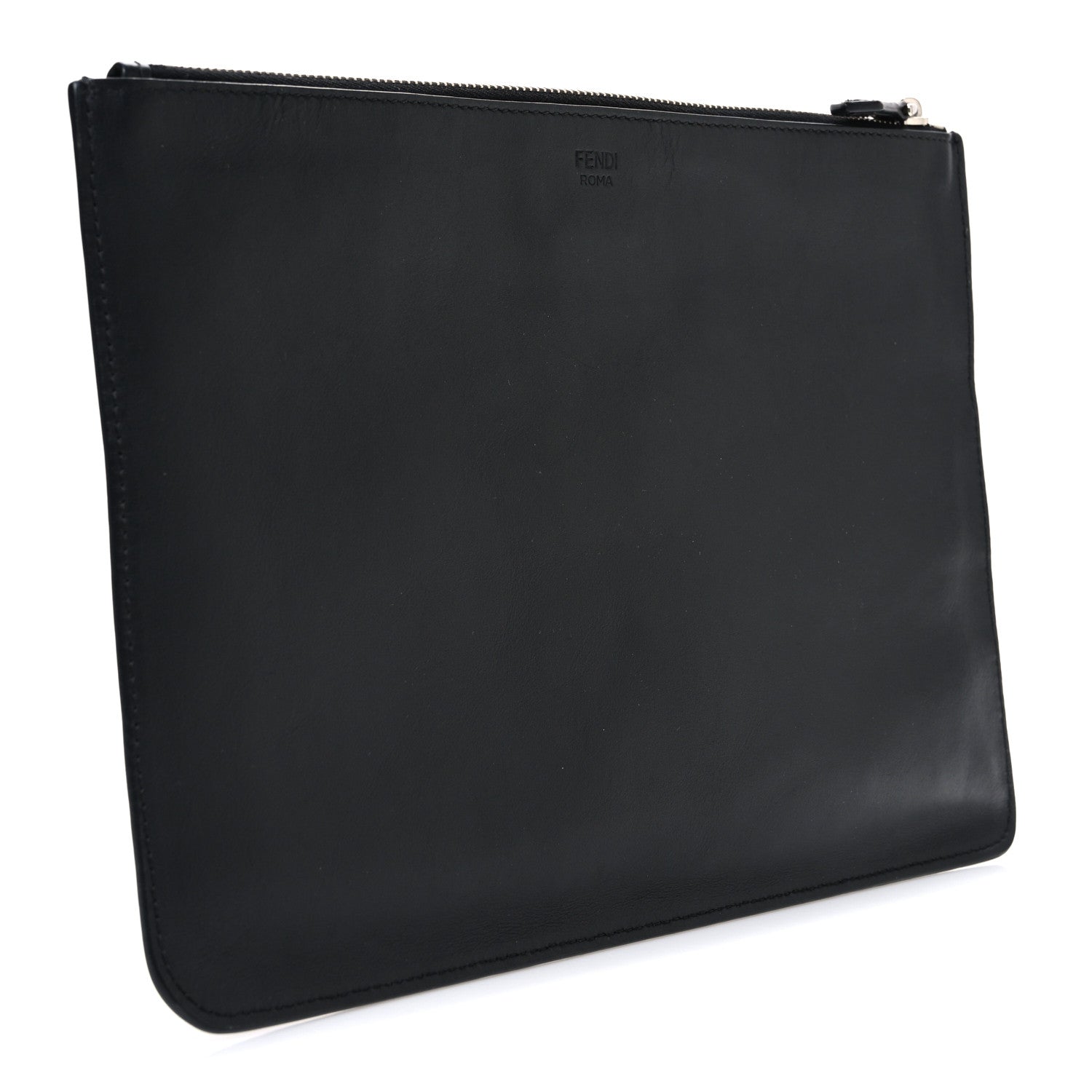 Fendi Vitello Century Monster Eyes Inlay Pouch Black Giallo 3 of 7