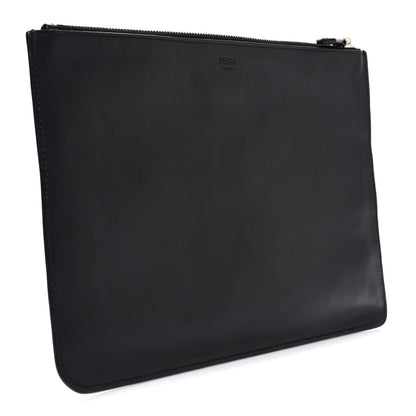 Fendi Vitello Century Monster Eyes Inlay Pouch Black Giallo 3 of 7