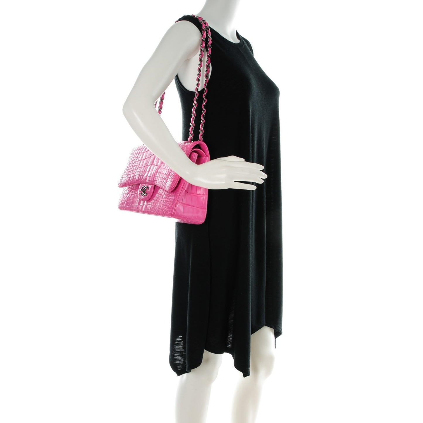Matte Alligator Jumbo Double Flap Pink