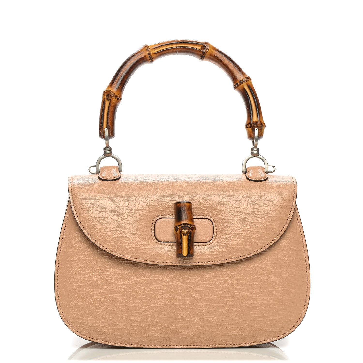 Gucci Shangai Calfskin Small Classic Bamboo Top Handle Bag Pink Apricot 1 of 13