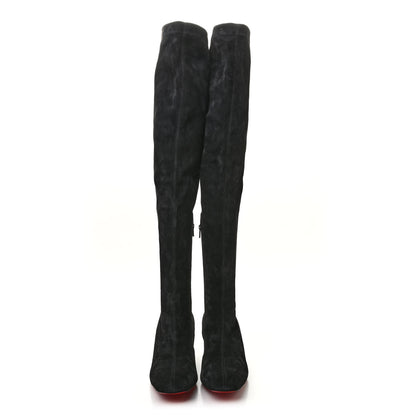 Christian Louboutin Veau Velours Spiked Study Stretch 55 Over The Knee Boots 39 Black 2 of 7