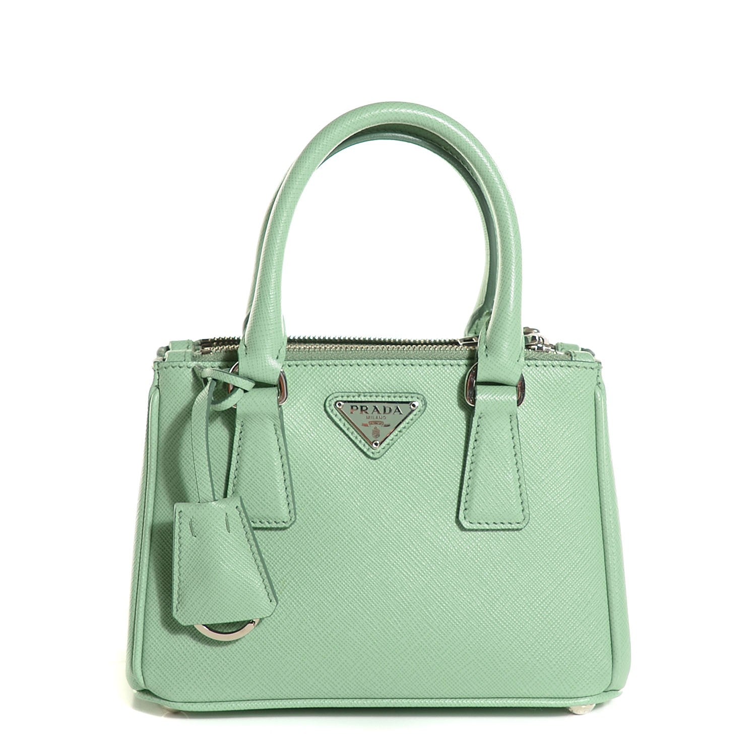 Prada Saffiano Lux Mini Galleria Double Zip Tote Acquamarina 1 of 10