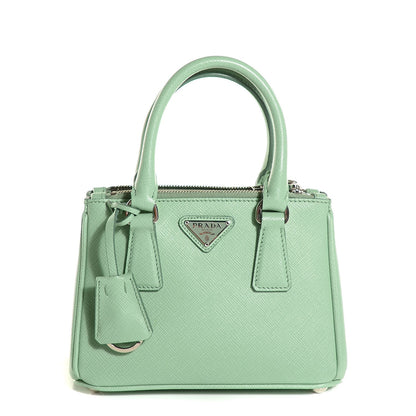 Prada Saffiano Lux Mini Galleria Double Zip Tote Acquamarina 1 of 10