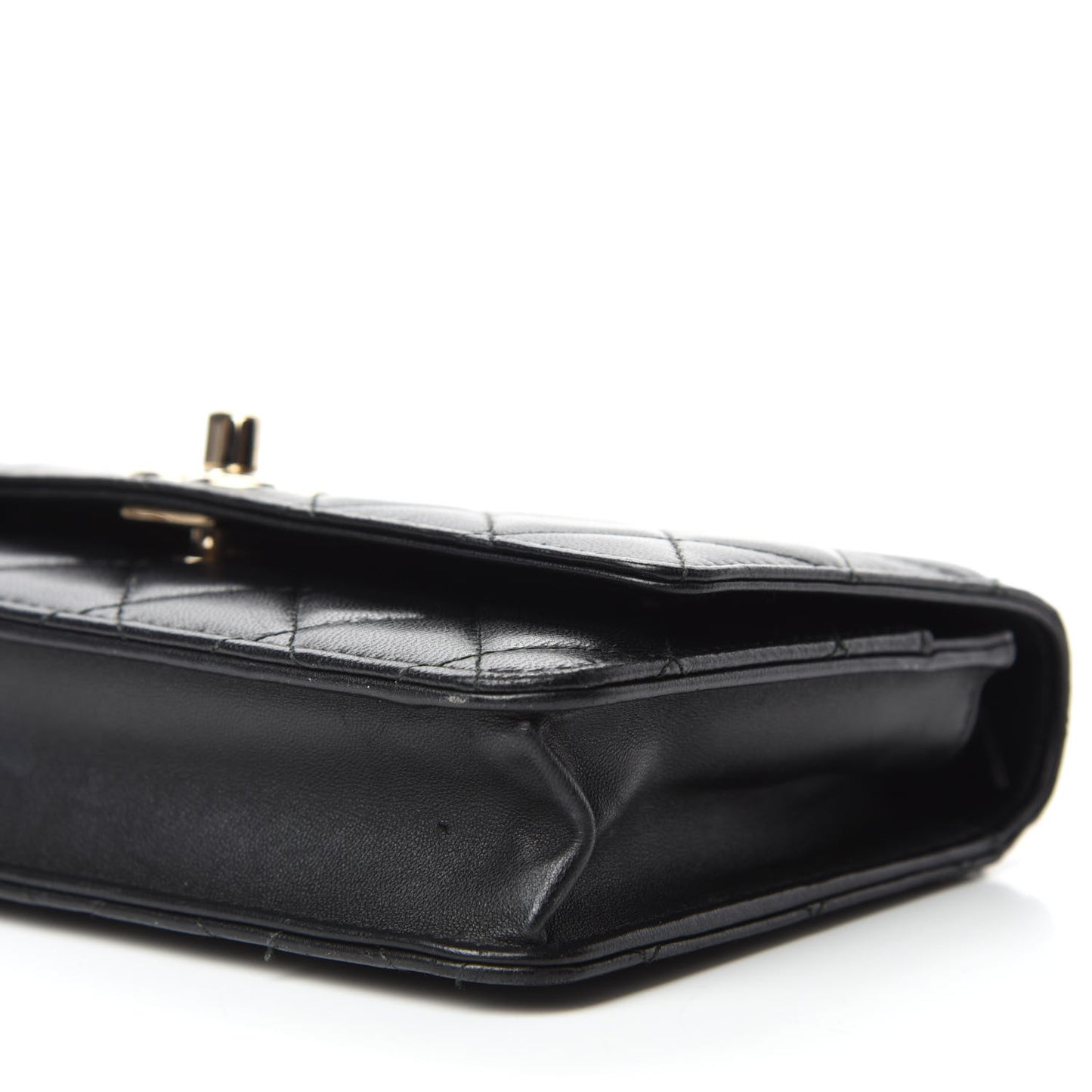 Lambskin Quilted Trendy CC Wallet On Chain WOC Black