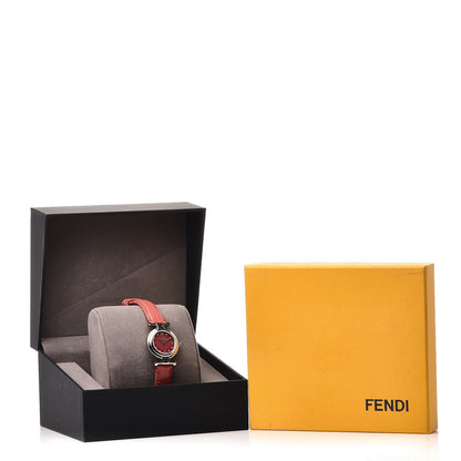 Fendi Stainless Steel Calfskin Diamond 23mm Moda Quartz Watch Red 9 of 9