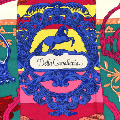 Hermes Cashmere Silk Cavalleria D'Etriers Shawl 140 Rose Vert Rouge 3 of 7