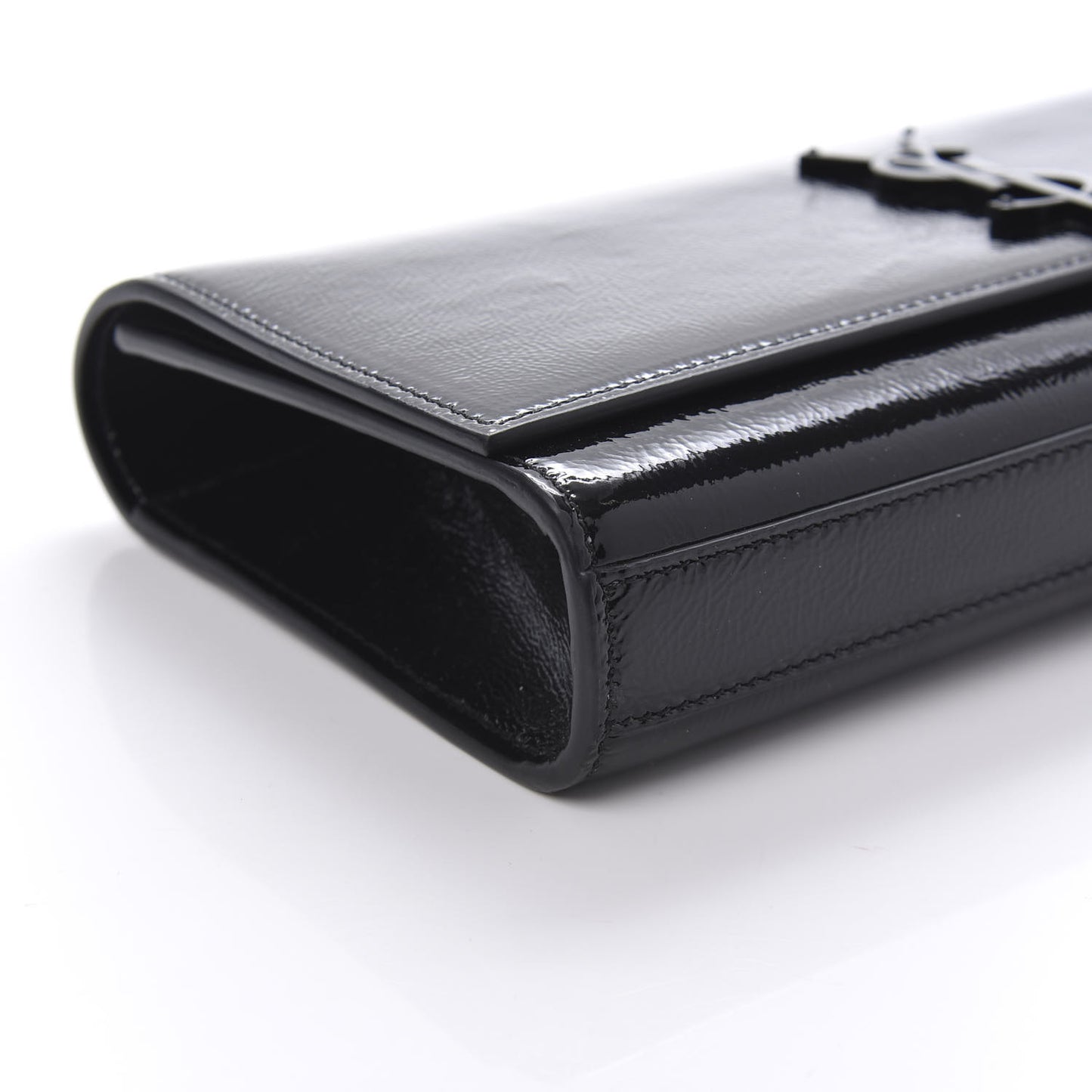 Textured Patent Classic Monogram Clutch Black