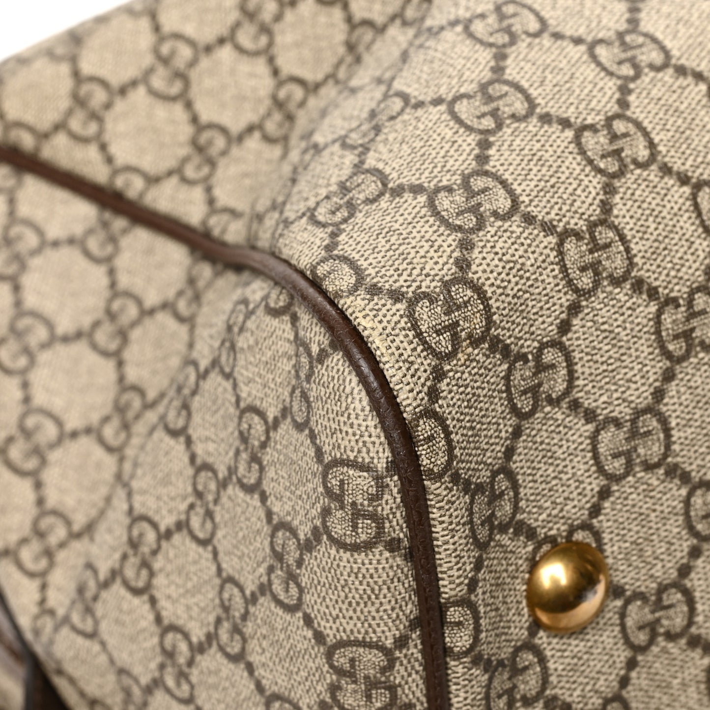 GG Supreme Monogram Textured Dollar Calfskin Web Medium Ophidia Carry-On Duffle Bag Beige Ebony New Acero