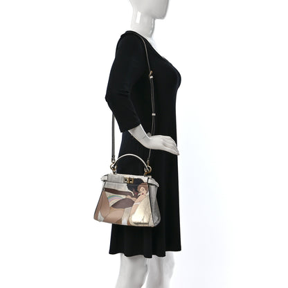 Fendi Glazed Fabric Nappa FF Disco Girls Inlay Mini Peekaboo Iconic Satchel Bianco Perla Multicolor 2 of 8